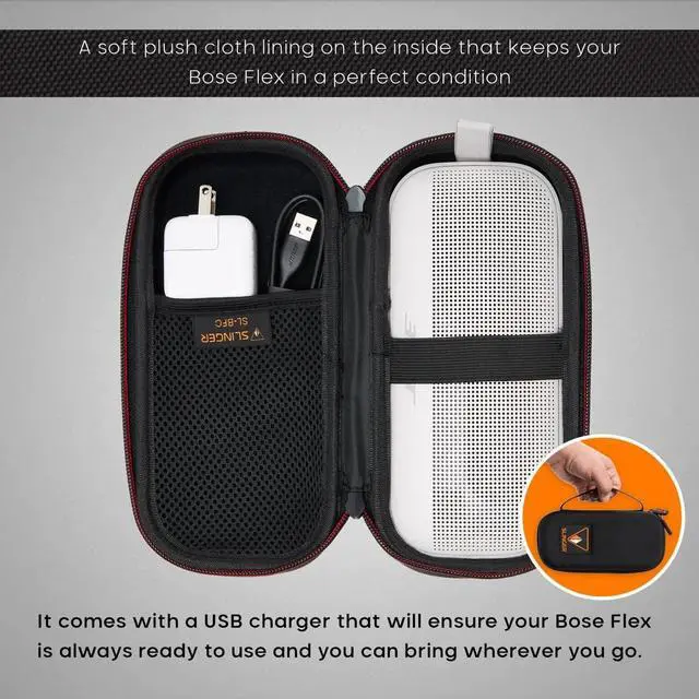Alt view image 6 of 6 - SoundLink Flex Portable Bluetooth Speaker (2nd Gen), Outdoor Speaker with Hi-Fi Audio, Up to 12 Hours Battery, Waterproof and Dustproof, with Slinger Hard Travel Case & USB Plug (Blue Dusk)