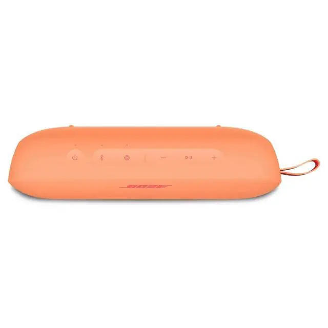 Alt view image 4 of 6 - SoundLink Flex Portable Bluetooth Speaker (2nd Gen), Outdoor Speaker with Hi-Fi Audio, Up to 12 Hours Battery, Waterproof and Dustproof, + Slinger Hard Travel Case & USB Plug (Sunset Peach)