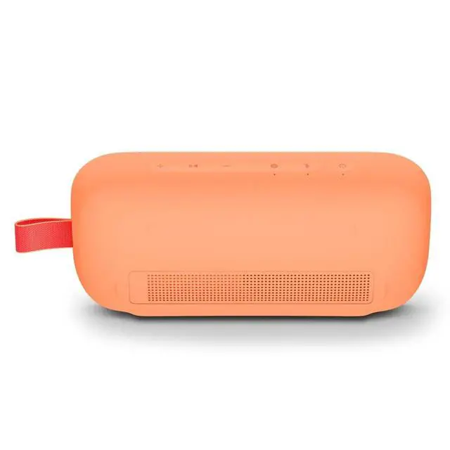 Alt view image 5 of 6 - SoundLink Flex Portable Bluetooth Speaker (2nd Gen), Outdoor Speaker with Hi-Fi Audio, Up to 12 Hours Battery, Waterproof and Dustproof, + Slinger Hard Travel Case & USB Plug (Sunset Peach)