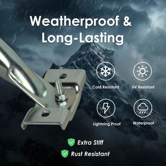 Alt view image 6 of 6 - 55" Universal Adjustable Mounting Pole for Antenna & Satellite Dish & Weather Station & Starlink Dish - Solid Structure & Weather Proof - Easy Installation for Rooftop Slope/Ridge Mount with Hardware
