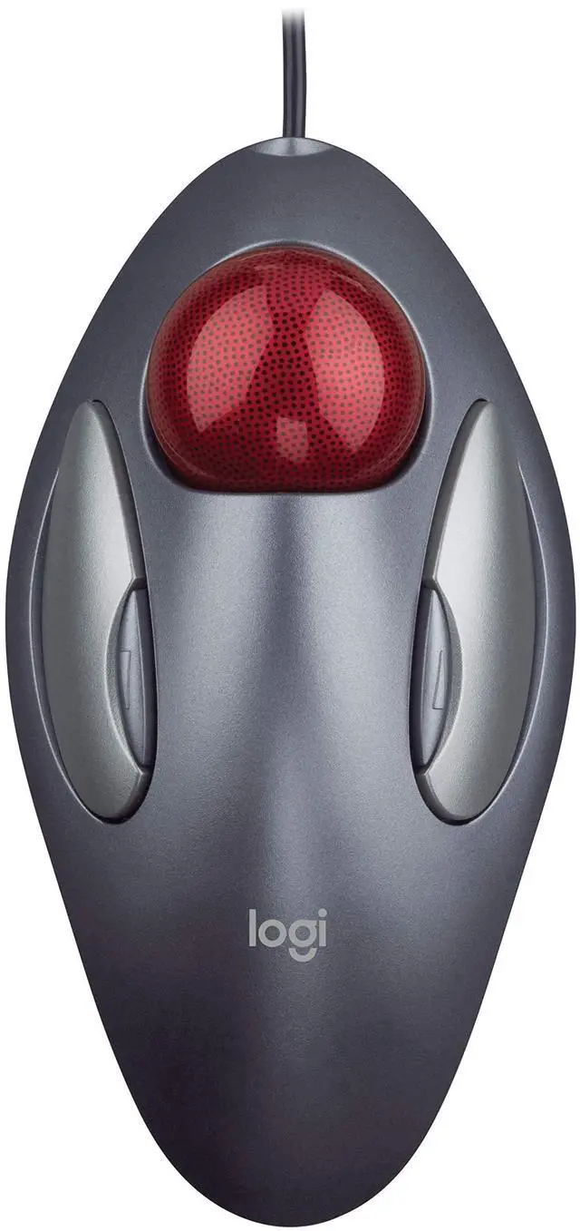 Main image of Trackman Marble Trackball Mouse Wired USB Ergonomic Mouse for Computers, with 4 Programmable Buttons, Dark Gray