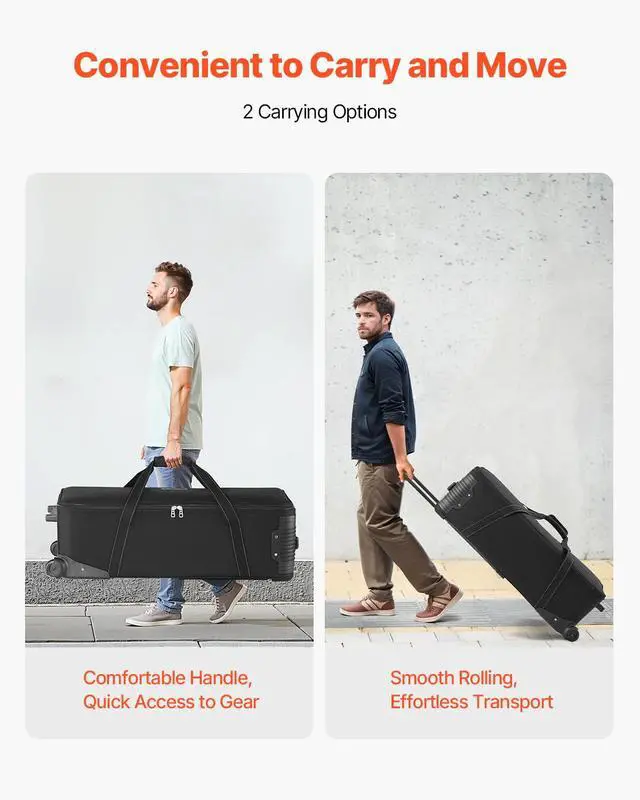 Alt view image 3 of 6 - Studio Equipment Trolley Case, 35.83 x 11.81 x 14 in / 91 x 30 x 35.5 cm, Rolling Camera Bag, Carrying Bag with Wheels Straps Padded Compartment Handle, for Light Stands, Tripods, Telescopes