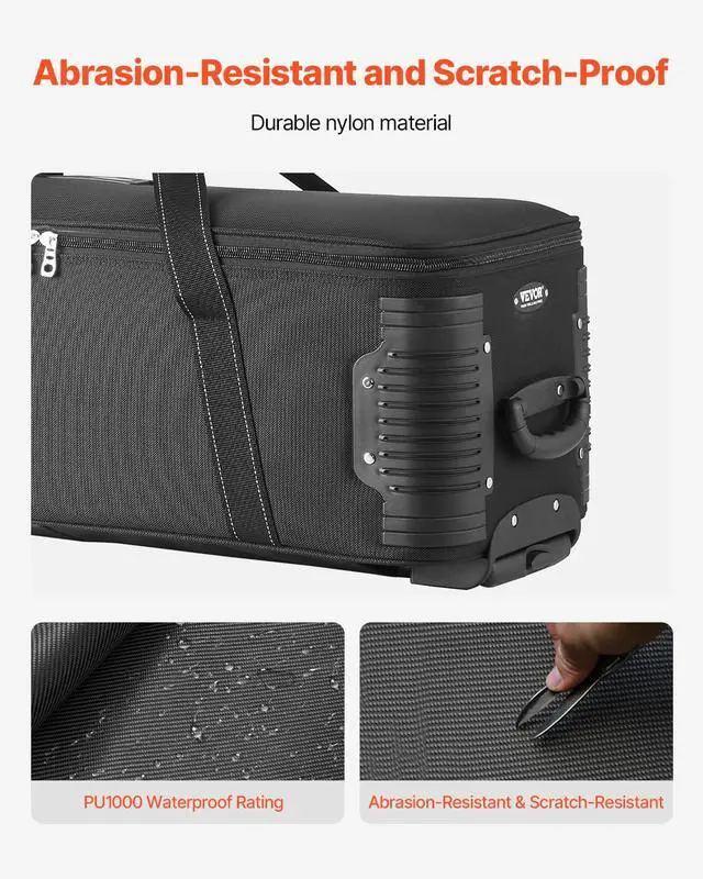 Alt view image 4 of 6 - Studio Equipment Trolley Case, 35.83 x 11.81 x 14 in / 91 x 30 x 35.5 cm, Rolling Camera Bag, Carrying Bag with Wheels Straps Padded Compartment Handle, for Light Stands, Tripods, Telescopes