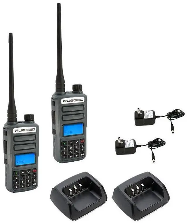 Main image of 2 Pack GMR2 Plus GMRS Handheld Two Way Radio Grey 2 Watt Long Range Walkie Talkie for Hiking Off Roading Events Warehouse Communication
