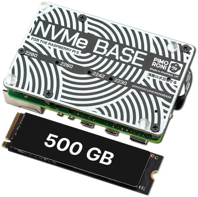 Main image of NVMe Base for Raspberry Pi 5 M.2 HAT PCIe Extension Board (M.2 2230 to 2280 Supported) (500 GB)
