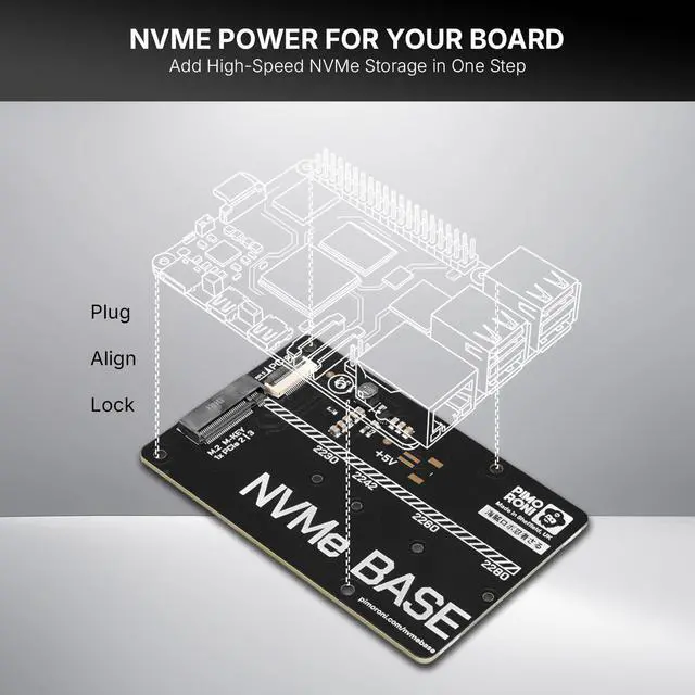 Alt view image 3 of 5 - NVMe Base for Raspberry Pi 5 M.2 HAT PCIe Extension Board (M.2 2230 to 2280 Supported) (500 GB)
