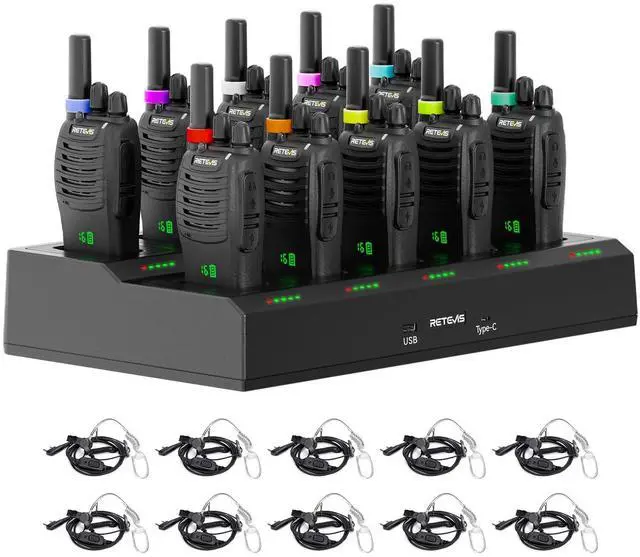 Main image of H-777H 2 Way Radio,Walkie Talkies for Adults 10 Pack with 10 Way Multi Charger,Hidden Display,Charging Progress Visible,Compact, Handheld Two Way Radios Rechargeable for Event Security