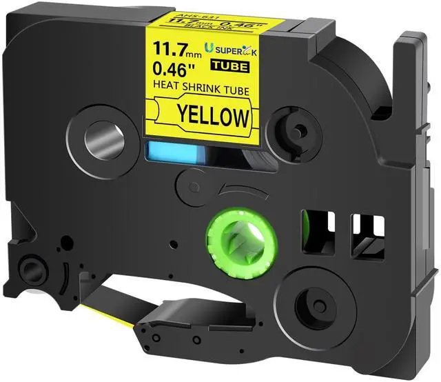 Main image of 20PK Compatible for Ptouch HSe-631 HSe631 HS-631 HS631 Black on Yellow 11.7mm 0.46'' Heat Shrink Tubing for Wire Cable for PT340 PT330 PT350 PT520 PT530 PT540 Label Maker Tape