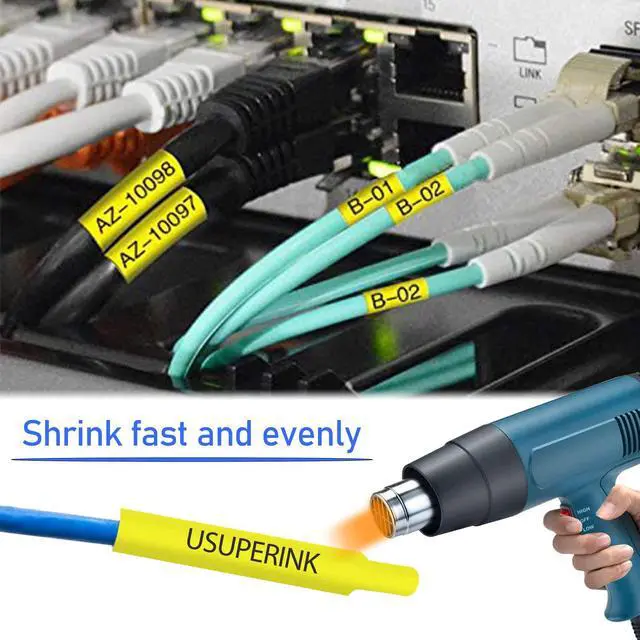 Alt view image 6 of 6 - 20PK Compatible for Ptouch HSe-631 HSe631 HS-631 HS631 Black on Yellow 11.7mm 0.46'' Heat Shrink Tubing for Wire Cable for PT340 PT330 PT350 PT520 PT530 PT540 Label Maker Tape
