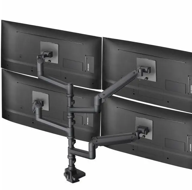 Main image of Pneumatic Arm Quad Ultrawide Monitor Extra Tall Desk Mount for Up to 49 inch Screens Individual Arm Capacity, Max 38 inch Screens for 4 Ultra Wides Up to 44 lbs, Black, STAND-V400D