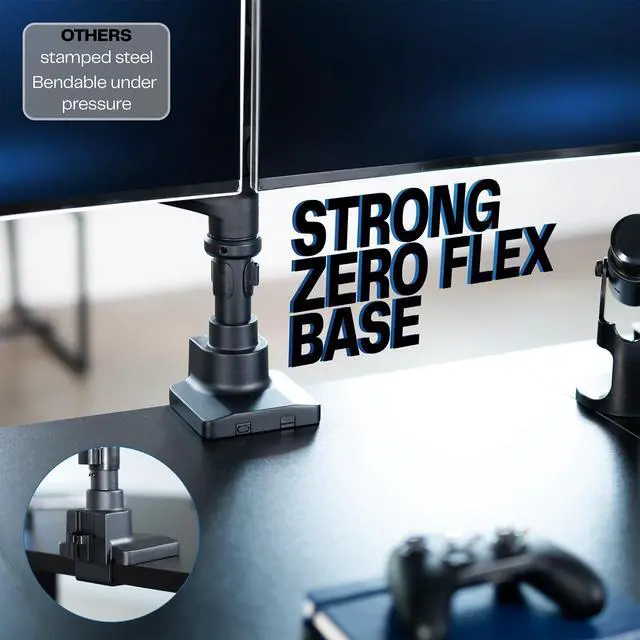 Alt view image 4 of 6 - Pneumatic Arm Quad Ultrawide Monitor Extra Tall Desk Mount for Up to 49 inch Screens Individual Arm Capacity, Max 38 inch Screens for 4 Ultra Wides Up to 44 lbs, Black, STAND-V400D