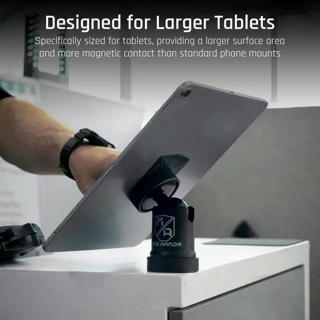 Alt view image 2 of 6 - Tabnetic Maxx - Universal Magnetic Tablet Mount for Trucks, Cars, RVs, Heavy Equipment, Adhesive Mounting, Tablet Compatible, Magnetic Phone Mount, Console Accessories