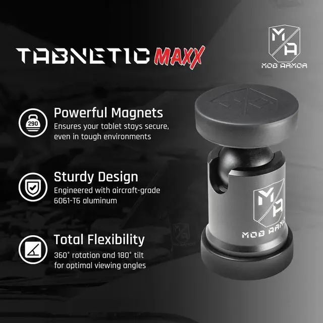 Alt view image 3 of 6 - Tabnetic Maxx - Universal Magnetic Tablet Mount for Trucks, Cars, RVs, Heavy Equipment, Adhesive Mounting, Tablet Compatible, Magnetic Phone Mount, Console Accessories
