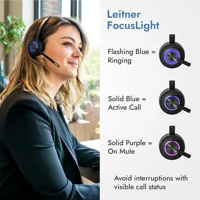 Alt view image 4 of 6 - LH570 2-in-1 Wireless Office Headset with Mic - Computer & Telephone Headset (DECT Headset, not Bluetooth) Phone Headsets for Office Phones