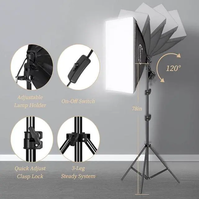 Alt view image 2 of 6 - Photography Lighting Kit, Softbox Lighting Kit with Photo Backdrop for Product Photography, Portrait photography, Video Shooting Photography