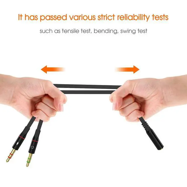 Alt view image 2 of 6 - Headphone Splitter Adapter, 3.5mm Mic Cable for Computer, Headset 3.5mm Female to 2 Dual Male Microphone Audio Stereo Jack Earphones Port to Gaming Speaker PC - 50 Pack