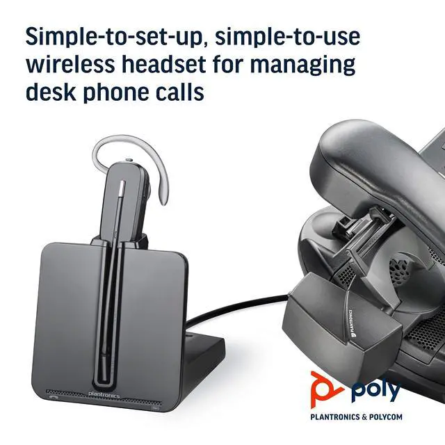 Alt view image 3 of 6 - CS540 Wireless DECT Headset (Poly) - Single Ear (Mono) Convertible (3 Wearing Styles) - Connects to Desk Phone - Noise Canceling Microphone