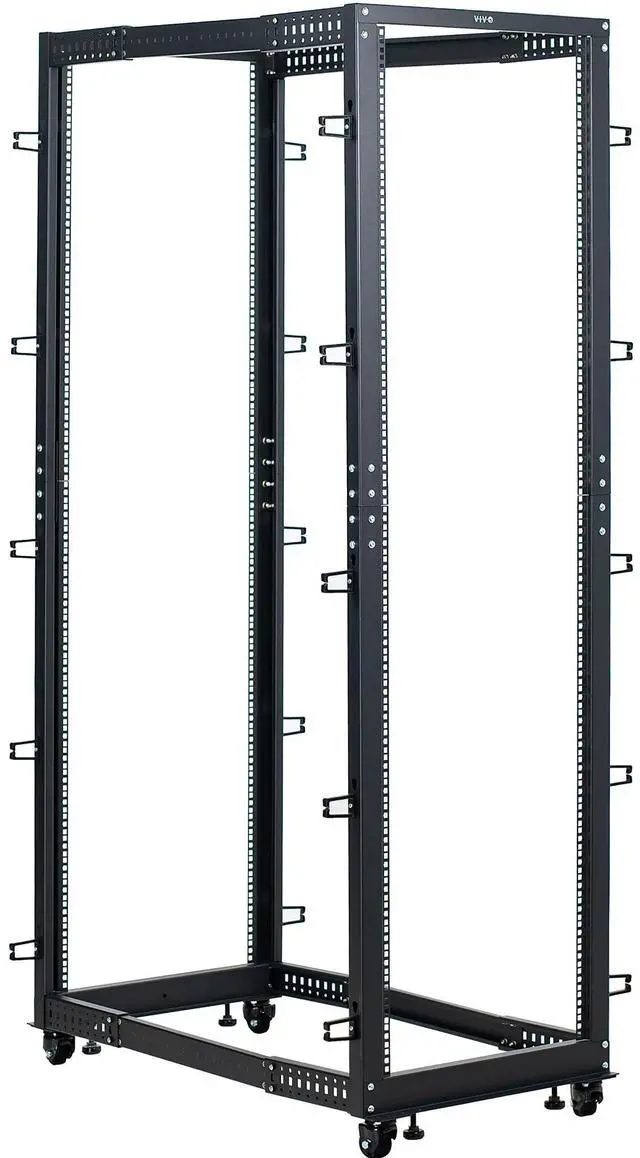 Main image of 42U Freestanding Server Rack, Mobile Open Frame 22 to 40 inch Adjustable Network Server Cart, Black, CART-SR42U