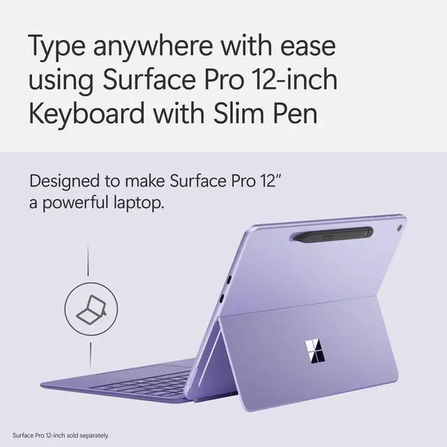 Alt view image 3 of 6 - Surface Pro Keyboard and Slim Pen 2 Bundle for Surface Pro 12" Device, Alcantara Material, Violet