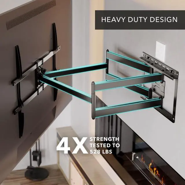 Alt view image 2 of 6 - Corner Long Arm Full Motion TV Wall Mount, Extra Long 42.5-Inch Extension, Heavy-Duty Dual Arm Bracket for 43100 Inch TVs, Swivel Tilt Level Adjustment, Max VESA 800x600, 132 lbs