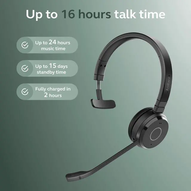 Alt view image 5 of 6 - Evolve 65 TE (Third Edition) Wireless Single-Ear Headphones - Noise-Canceling Mic, 16 hrs Battery Life, Dual Connectivity, Works with All UC Platforms Like Zoom & Google Meet, Black