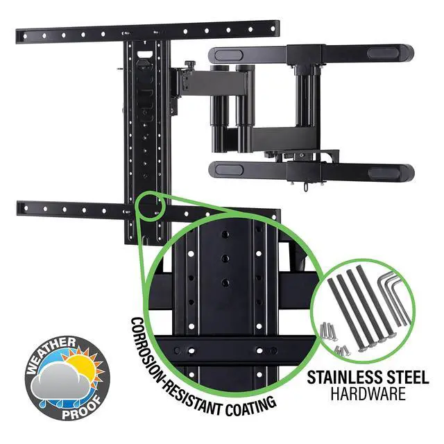 Alt view image 2 of 6 - Premium Outdoor TV Mount - Weatherproof Full-Motion Mount for 40"-85" TVs with 25" of Smooth Extension - Corrosion Resistant Coating Plus Stainless Steel Hardware - VODLF125