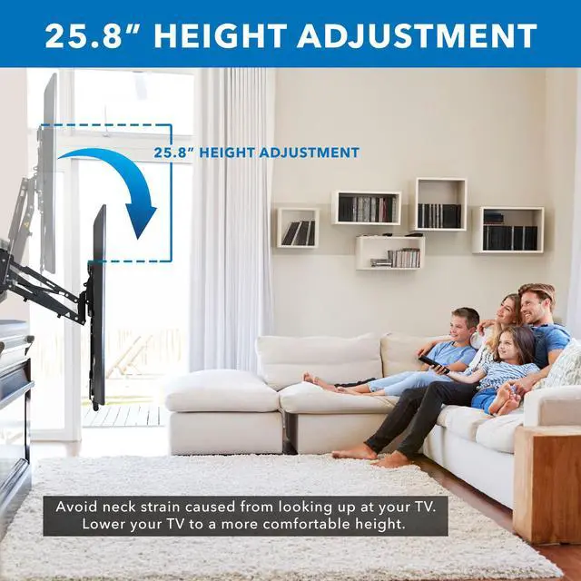 Alt view image 3 of 6 - Fireplace Mantel TV Wall Mount, Above Fireplace Height Adjustable TV Mount, Pull Down Mantle Mount with Spring Assist, 65-85 inches, VESA 100x100 to 800x500, max 110 lb Weight