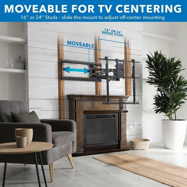 Alt view image 6 of 6 - Fireplace Mantel TV Wall Mount, Above Fireplace Height Adjustable TV Mount, Pull Down Mantle Mount with Spring Assist, 65-85 inches, VESA 100x100 to 800x500, max 110 lb Weight