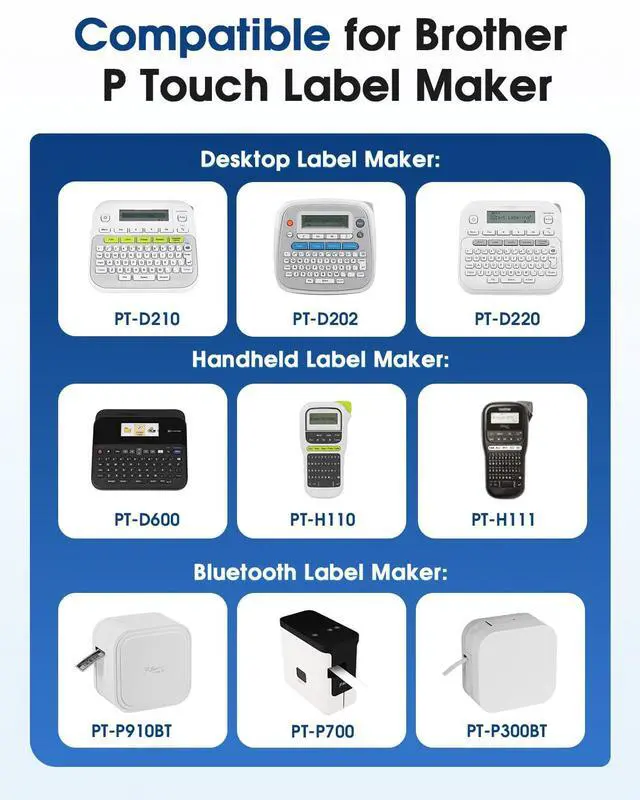 Alt view image 3 of 6 - 100-Pack TZe-231 Label Tape Compatible for Brother TZe TZ Tape 12mm 0.47 Laminated White TZe231 TZ-231 Refills for P Touch Label Maker PT-D220 D210 H110 D400 D610BT 1280 D600, 1/2" x 26.2'