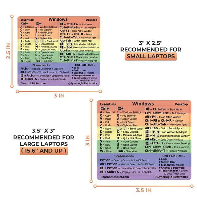 Alt view image 5 of 6 - Windows + Word/Excel (for Windows) Quick Reference Guide Keyboard Shortcut Stickers, No-Residue Vinyl (Rainbow/Small/Combo/100sets)