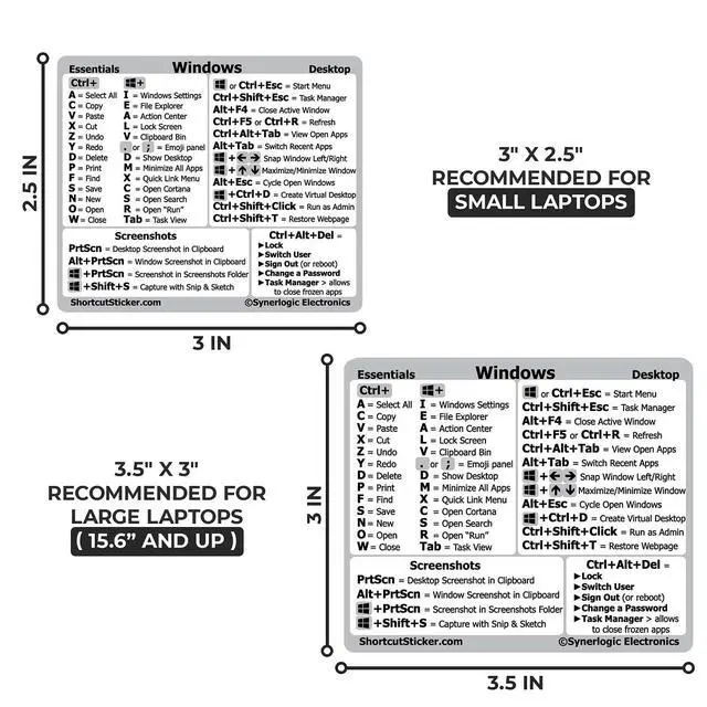 Alt view image 5 of 6 - Windows + Word/Excel (for Windows) Quick Reference Guide Keyboard Shortcut Stickers, No-Residue Vinyl (White/Small/Combo/100sets)