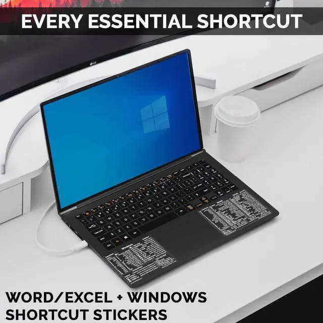 Alt view image 2 of 5 - (100 Sets) Windows and Word/Excel (for Windows PC) Quick Reference Guide Keyboard Shortcut Cheat Sheet Stickers, Vinyl (Clear/White/Small/100)