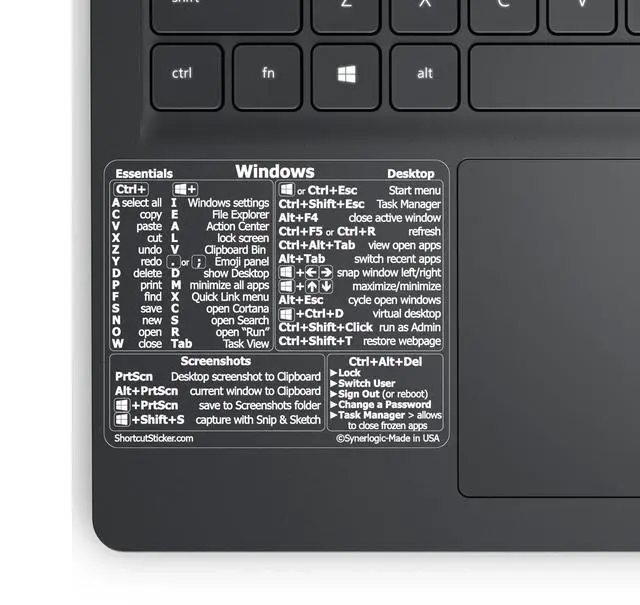 Alt view image 3 of 5 - (100 Sets) Windows and Word/Excel (for Windows PC) Quick Reference Guide Keyboard Shortcut Cheat Sheet Stickers, Vinyl (Clear/White/Small/100)