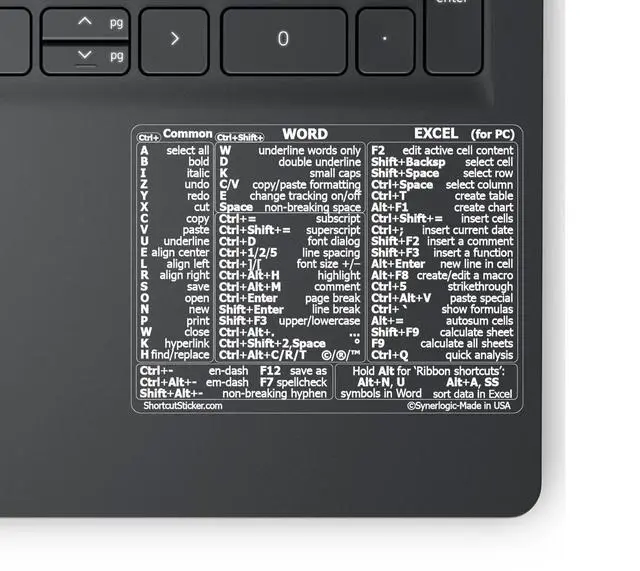 Alt view image 4 of 5 - (100 Sets) Windows and Word/Excel (for Windows PC) Quick Reference Guide Keyboard Shortcut Cheat Sheet Stickers, Vinyl (Clear/White/Small/100)