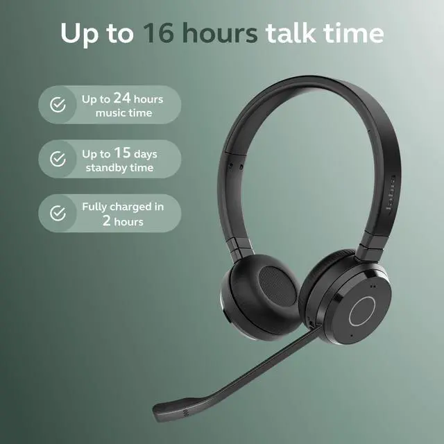 Alt view image 5 of 6 - Evolve 65 TE (Third Edition) Wireless Headphones - Noise-Canceling Mic, 16 hrs Battery Life, Connectivity, Works with All UC Platforms Like Zoom & Google Meet, Black