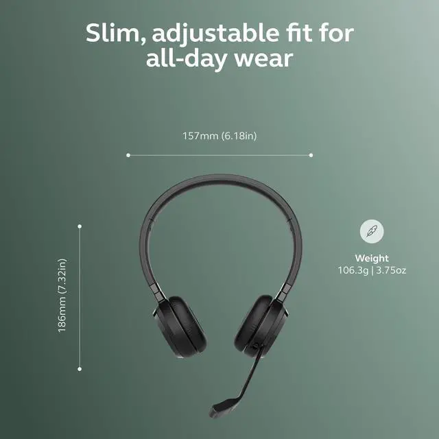 Alt view image 6 of 6 - Evolve 65 TE (Third Edition) Wireless Headphones - Noise-Canceling Mic, 16 hrs Battery Life, Connectivity, Works with All UC Platforms Like Zoom & Google Meet, Black