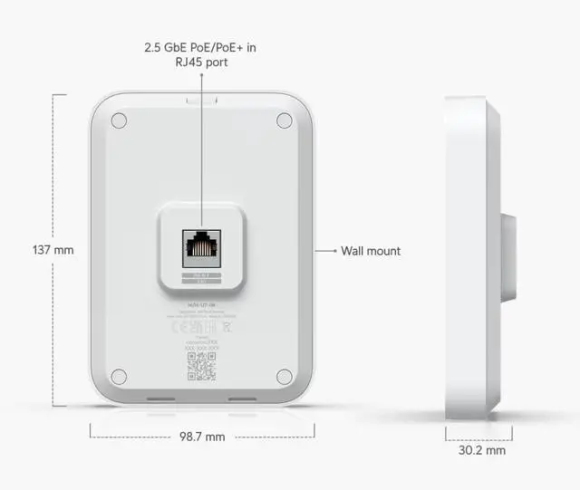 Alt view image 3 of 6 - U7IW inWall Access Point WiFi 7 US Version, 2.5 GbE PoE Switch | Bundled with 3ft Slim Cat6A Patch Cable (28 AWG)