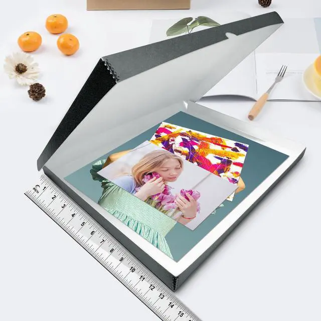 Alt view image 3 of 6 - Folio Storage Box, Clamshell Design with Metal Edge. 13.5x19.5x1.75 Inches, Archival Boxboard, Preserve Photos, Cards, Magazines, Documents, Art, Ephemera, Family Records, Gray, Pack of 10
