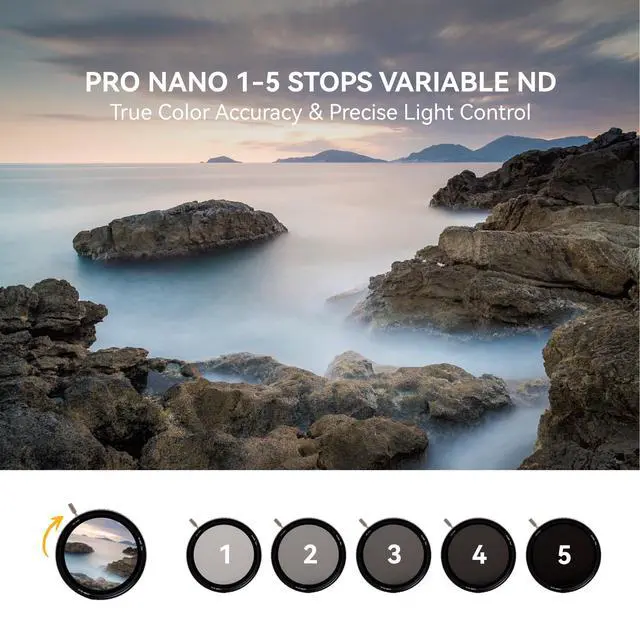 Alt view image 2 of 6 - 82mm Swift True Color ND-Vario, 1-5 Stops (ND2-ND32) Variable ND Filter, Waterproof Nano Coating Optical Glass, with Lens Filter Case and Lens Cap - Compatible with Swift System Filters