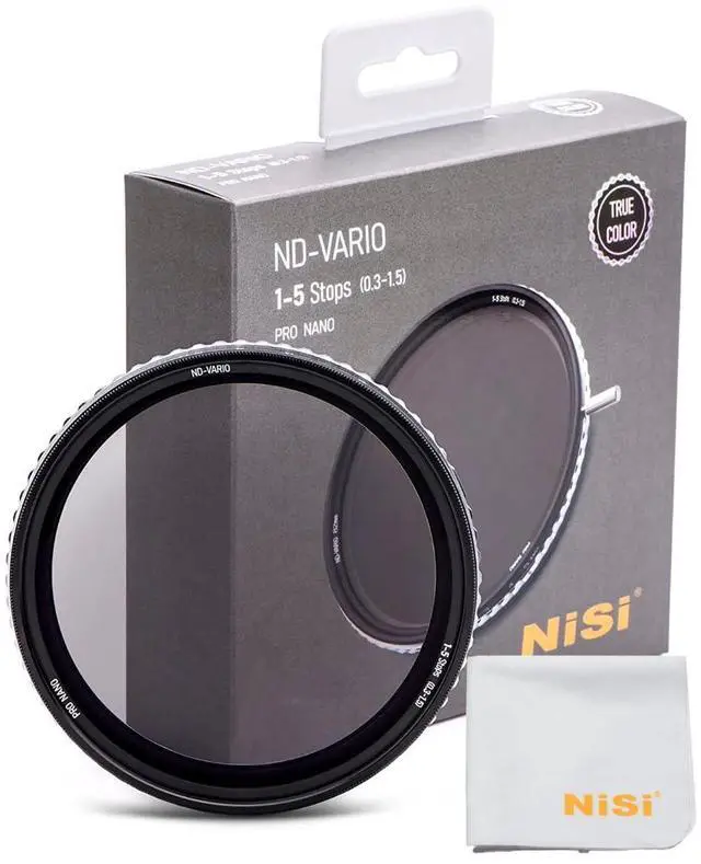 Main image of 67mm Swift True Color ND-Vario + Cleaning Cloth - Variable ND Filter 1-5 Stops (ND2-ND32), w/Lens Case and Lens Cap - Compatible with Swift System Filters