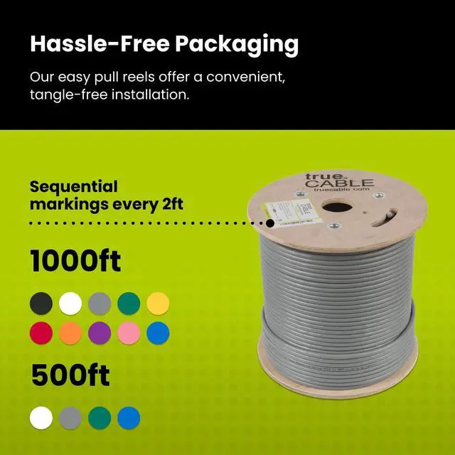 Alt view image 5 of 6 - Cat6 Shielded Riser (CMR) Bulk Ethernet Cable, 500ft, Gray, 23AWG Solid Bare Copper, 550MHz, Overall Aluminum Foil Shield (F/UTP), PoE++ 100W, ETL Listed