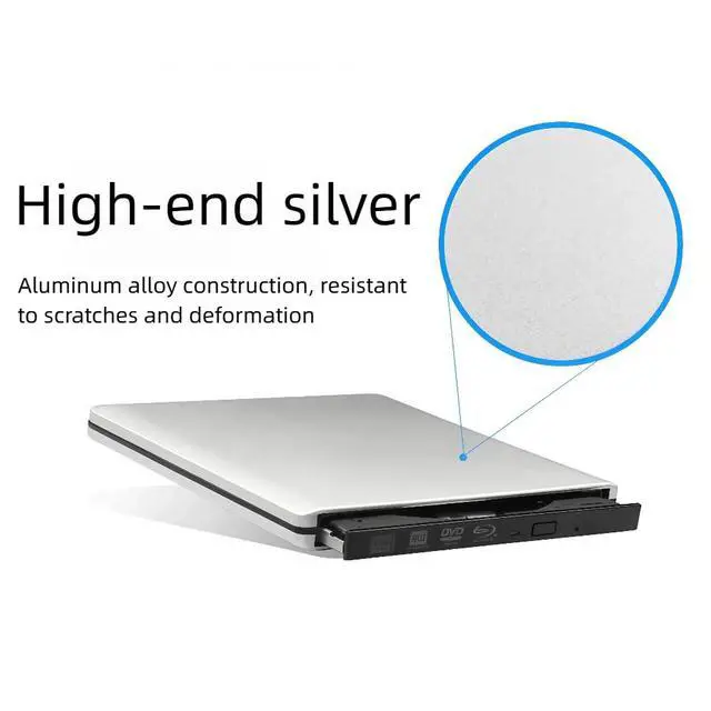 Alt view image 2 of 6 - Aluminum External USB 3.0 and USB C UHD 4K Blu-Ray Writer BD-RE BD Burner Blu-ray DVD CD Super-Muti Drive for PC Laptop iMac and Mac