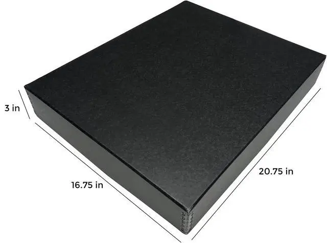 Alt view image 2 of 6 - Museum Archival Storage Box, 16.75x20.75x3 in. Drop Front Design. Acid-Free with Metal Edge. Organize Photos, Pictures, Prints, Documents, Crafts, DIY. Black, 6 Pack