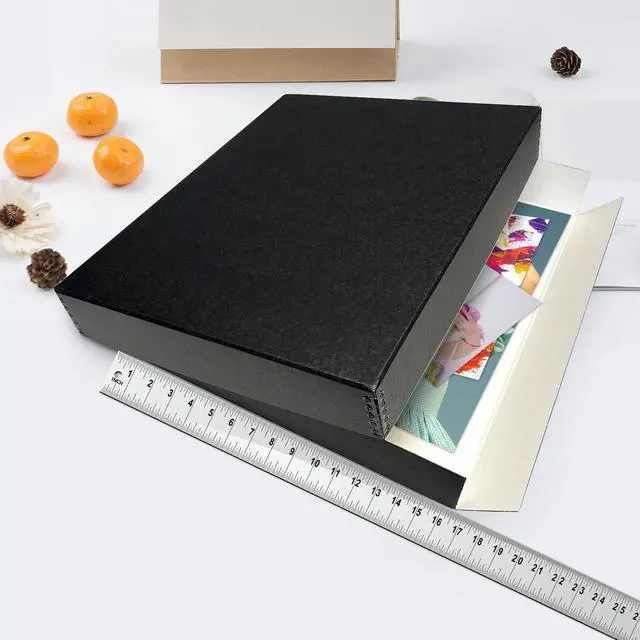 Alt view image 4 of 6 - Museum Archival Storage Box, 16.75x20.75x3 in. Drop Front Design. Acid-Free with Metal Edge. Organize Photos, Pictures, Prints, Documents, Crafts, DIY. Black, 6 Pack