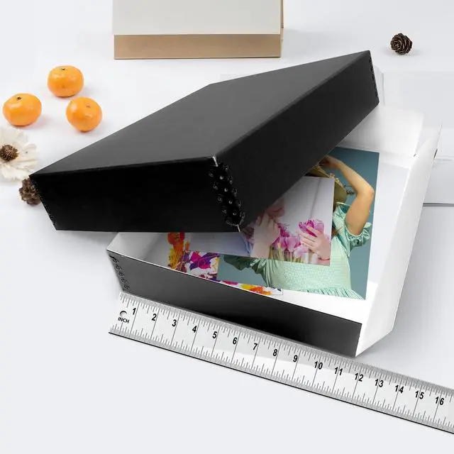 Alt view image 4 of 6 - Museum Archival Storage Box, 11.75x15.25x3 in. Drop Front Design. Acid-Free with Metal Edge. Organize Photos, Pictures, Prints, Documents, Crafts, DIY. Black, 8 Pack