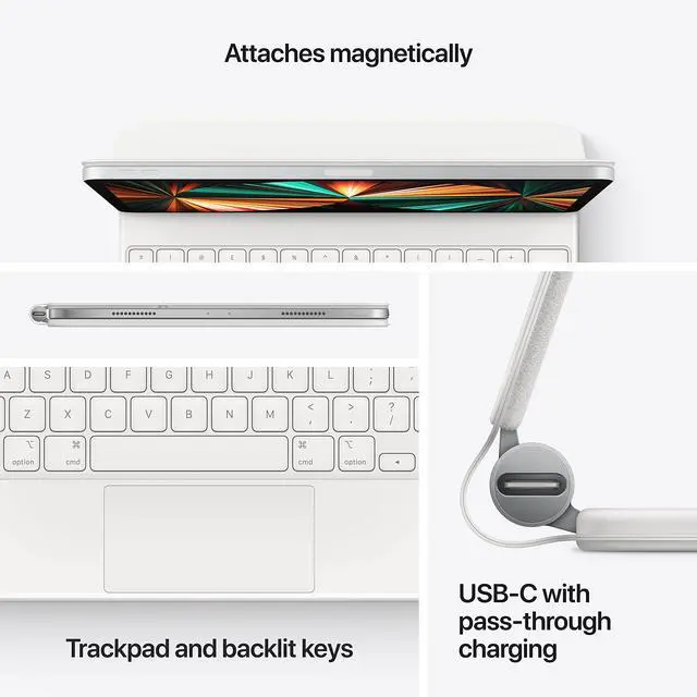 Alt view image 6 of 6 - Magic Keyboard: iPad Keyboard case for iPad Pro 11-inch (1st, 2nd, 3rd, 4th gen) and iPad Air (4th, 5th gen, and M2), Great Typing Experience, Built-in trackpad, British English - White