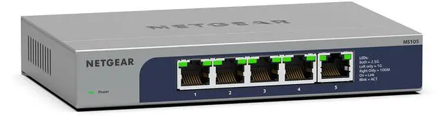 Main image of 5-Port Multi-Gigabit Ethernet Unmanaged Network Switch (MS105) - with 5 x 1G/2.5G, Desktop or Wall Mount