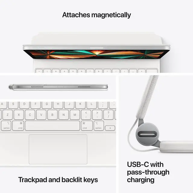 Alt view image 6 of 6 - Magic Keyboard: iPad Keyboard case for iPad Pro 11-inch (1st, 2nd, 3rd, 4th gen) and iPad Air (4th, 5th gen, and M2), Great Typing Experience, Built-in trackpad, US English - White