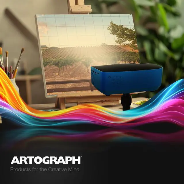 Alt view image 6 of 6 - Flare 100 Digital Art Projector with Adjustable Monopod Stand, Blue/Black 1080p Native Resolution, Built-In Art Grids for Drawing and Tracing, WiFi and HDMI Compatible