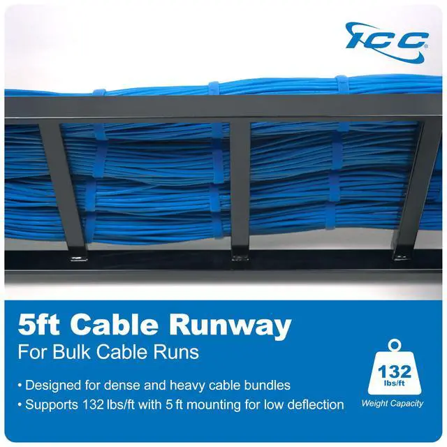 Alt view image 2 of 6 - Cable Runway Rack 5' Straight Section, 16-Gauge Steel, Made in USA